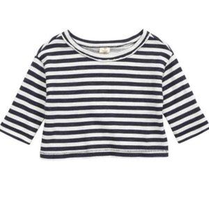 Tucker + Tate Babies' Long Sleeve T-shirt In Navy Charcoal-Ivory Stripe 6M NWT
